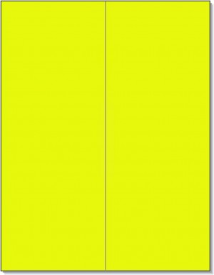 8-1/2" x 11" Fluorescent Yellow 2 Labels per Sheet 4-1/4" x 11"