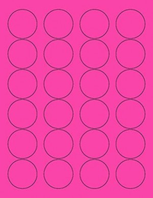 8-1/2" x 11" Fluorescent Pink 24 Labels per Sheet 1.66" Round