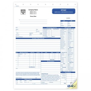 HVAC Service Work Order,  Form and invoice D