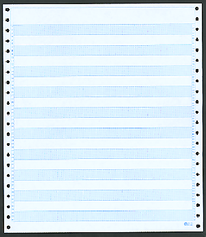 9-1/2 x 11" Continuous Paper  20# 1/2" Blue Bar, 1 Part, Side Perfs