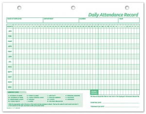Employee Attendance Records Forms, 11 X 8 1/2"