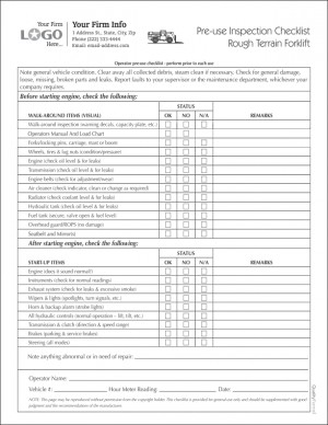 Forklift saftey Inspection Checklist Form