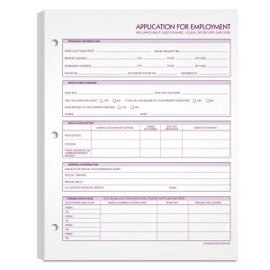 Employment application forms 8.5 x 11'' 