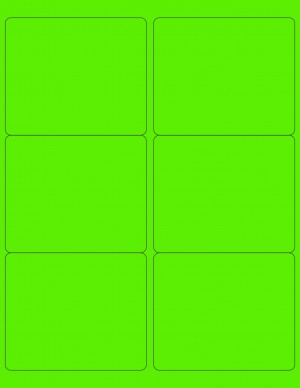 8-1/2" x 11" Fluorescent Green 6 Labels per Sheet 4 x 3-1/3