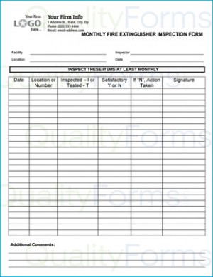 Monthly Fire Extinguisher Inspection Form