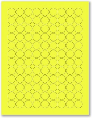 8-1/2" x 11" Yellow Fluorescent 108 Labels per Sheet 3/4" Round 