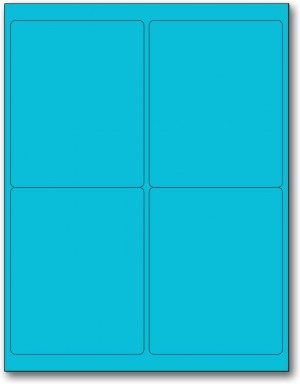 8-1/2" x 11" Fluorescent blue 4 Labels per Sheet 4 x 5