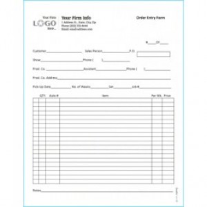 Multi Purpose Order Entry Form, Style #1