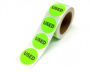2" Inventory Control/Date 500 Permanent Labels  Green “Used” Labels  3" Core