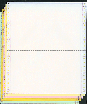 9-1/2 x 5-1/2" Continuous Paper, Color, 5 Part, Side Perfs