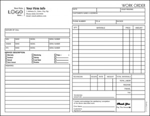 HVAC Service Work Order Form and invoice B