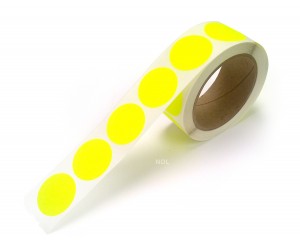 1.5" Circle Color Stickers, 500 Permanent Labels, 3" Core, Yellow Fluorescent