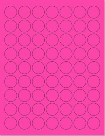 8-1/2" x 11" Pink Fluorescent 63 Labels per Sheet 1" Round 